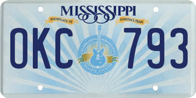 MS license plate OKC793