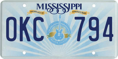MS license plate OKC794