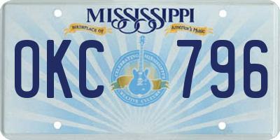 MS license plate OKC796