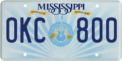 MS license plate OKC800