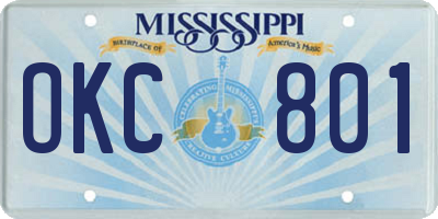 MS license plate OKC801