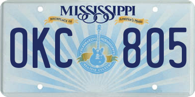 MS license plate OKC805