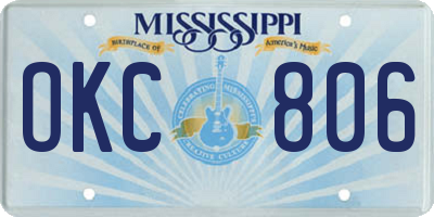 MS license plate OKC806