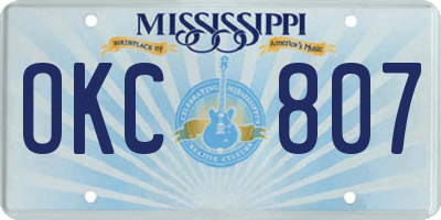 MS license plate OKC807