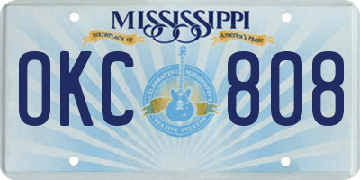 MS license plate OKC808