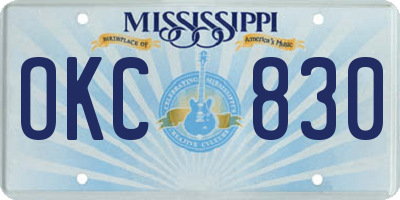 MS license plate OKC830