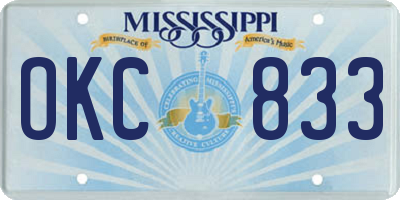 MS license plate OKC833