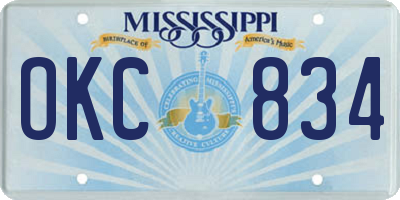 MS license plate OKC834