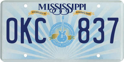 MS license plate OKC837