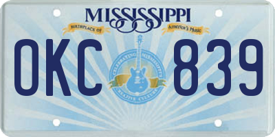 MS license plate OKC839
