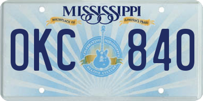 MS license plate OKC840