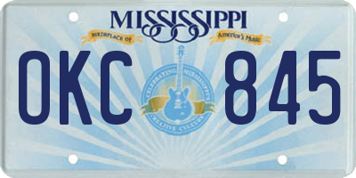 MS license plate OKC845