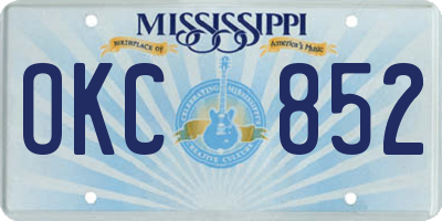 MS license plate OKC852