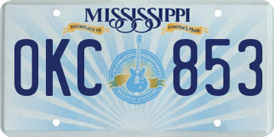 MS license plate OKC853