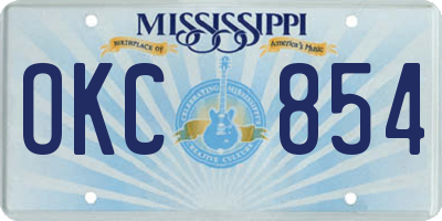 MS license plate OKC854