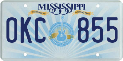 MS license plate OKC855