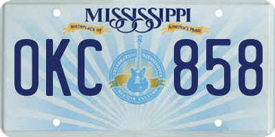 MS license plate OKC858