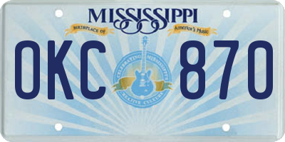 MS license plate OKC870