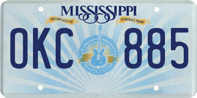 MS license plate OKC885
