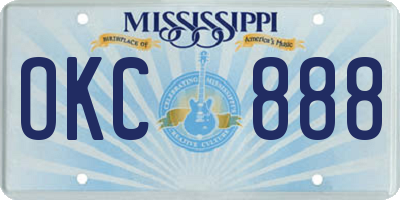 MS license plate OKC888