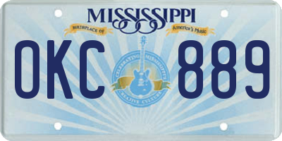 MS license plate OKC889