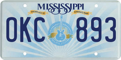 MS license plate OKC893