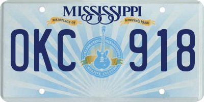 MS license plate OKC918