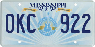MS license plate OKC922