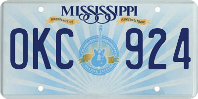 MS license plate OKC924