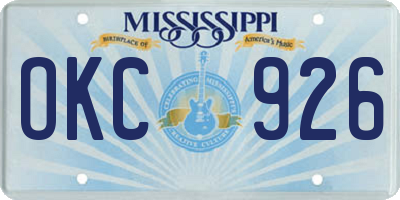 MS license plate OKC926