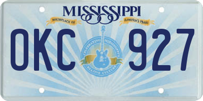 MS license plate OKC927