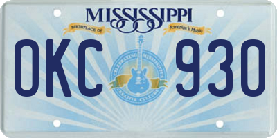 MS license plate OKC930