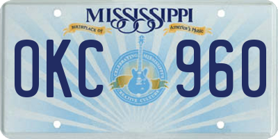 MS license plate OKC960