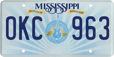 MS license plate OKC963