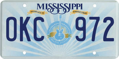 MS license plate OKC972