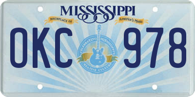 MS license plate OKC978