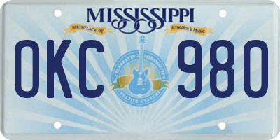 MS license plate OKC980