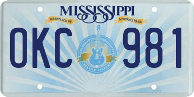 MS license plate OKC981