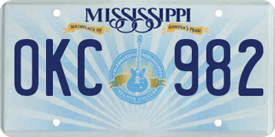MS license plate OKC982