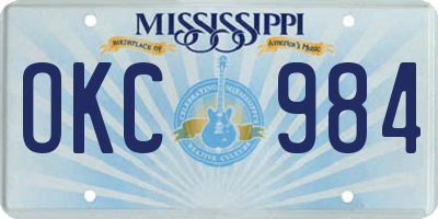 MS license plate OKC984