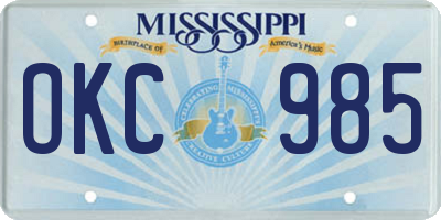MS license plate OKC985