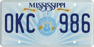 MS license plate OKC986