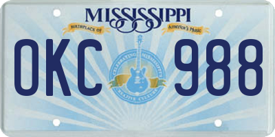 MS license plate OKC988
