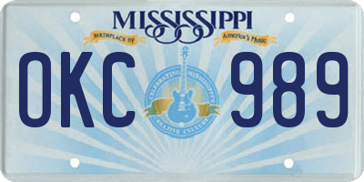 MS license plate OKC989