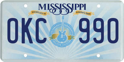 MS license plate OKC990