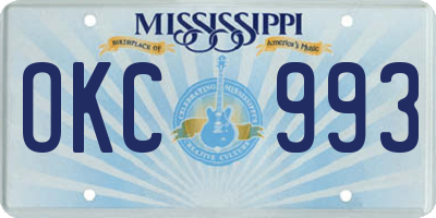 MS license plate OKC993