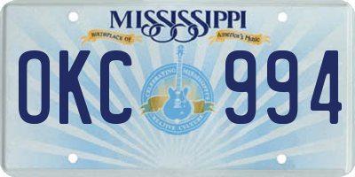 MS license plate OKC994