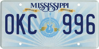 MS license plate OKC996