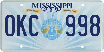 MS license plate OKC998