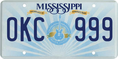 MS license plate OKC999